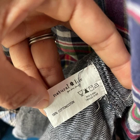 100% Cotton Natural Life Multicolor Plaid Midi Dress | Medium - Picture 4 of 14